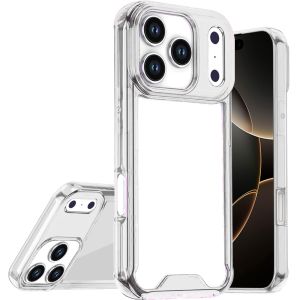 For iPhone 17 Pro Max Colored Shockproof Transparent Hard PC TPU Hybrid Case Cover - Clear/Clear