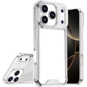 For iPhone 17 Pro Colored Shockproof Transparent Hard PC TPU Hybrid Case Cover - Clear/Clear