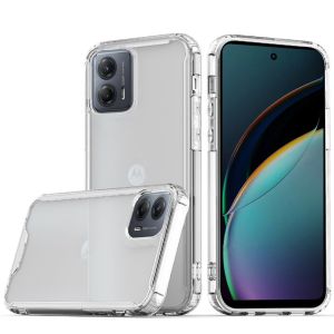For Motorola Moto G 5G 2024 Colored Shockproof Transparent Hard PC TPU Hybrid Case Cover - Clear/Clear