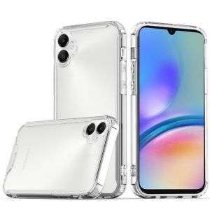 For Samsung A06 Colored Shockproof Transparent Hard PC TPU Hybrid - Clear/Clear
