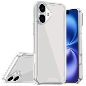For iPhone 17 Colored Shockproof Transparent Hard PC TPU Hybrid Case Cover - Clear/Clear
