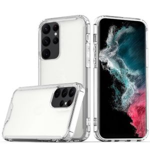 For Samsung s23 FE 5G Colored Shockproof Transparent Hard PC TPU Hybrid Case Cover - Clear/Clear