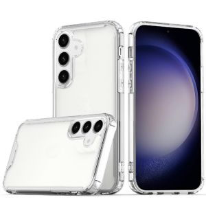 For Samsung S24 FE Colored Shockproof Transparent Hard PC TPU Hybrid - Clear/Clear