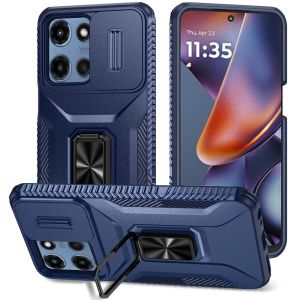 For Motorola Moto G 5G 2025 Complete Magnetic Metal Ring Stand Camera Protection Hybrid - Blue