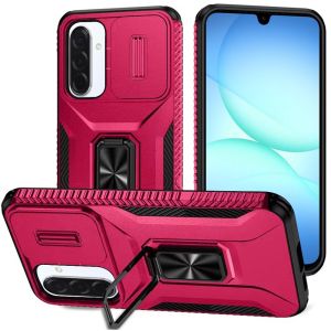 For Samsung A17 5G Complete Magnetic Metal Ring Stand Camera Protection Hybrid - Hot Pink