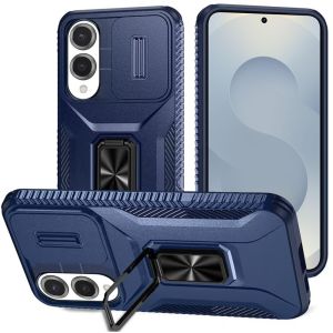 For Samsung Galaxy s25 Edge Complete Magnetic Metal Ring Stand Camera Protection Hybrid - Blue