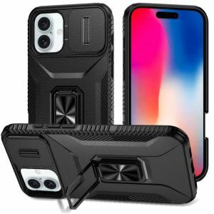 For Google Pixel 9 6.3inch Complete Magnetic Metal Ring Stand Camera Protection Hybrid - Black