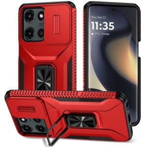 For Motorola Edge 2025 Complete Magnetic Metal Ring Stand Camera Protection Hybrid - Red