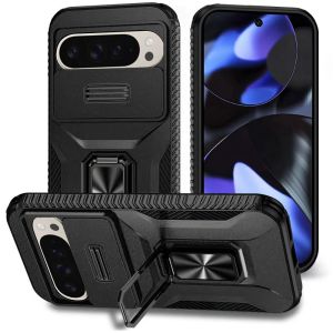 For Google Pixel 10/10 Pro Complete Magnetic Metal Ring Stand Camera Protection Hybrid - Black