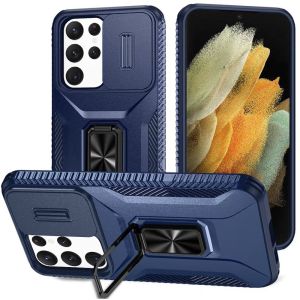 For Samsung S21 Ultra/S30 Ultra 7.1inch Complete Magnetic Metal Ring Stand Camera Protection Hybrid - Blue
