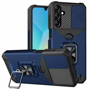 For Samsung A16 5G Multi-Functional Card Magnetic Ring Stand Hybrid Camera Case Cover - Blue