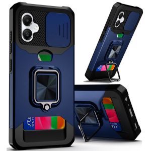 For Samsung A06 Multi-Functional Card Magnetic Ring Stand Hybrid Camera - Blue
