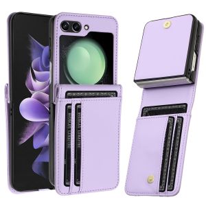 For Samsung Z Flip 6 Card Slot Wallet Holder Case Cover - Rose Gold