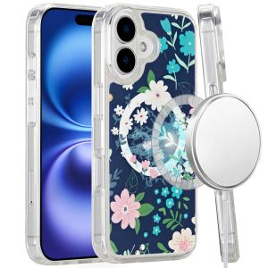 For iPhone 16 6.1 inch Magnetic Space UV Design Case - Galaxy Floral