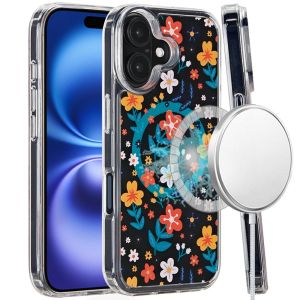 For iPhone 16 6.1 inch Magnetic Space UV Design Case - Nightly Floral