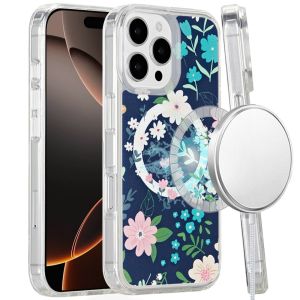 For iPhone 16 Pro Max 6.9 inch Magnetic Space UV Design Case - Galaxy Floral