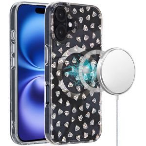 For iPhone 16 6.1 inch Magnetic Double Layer IMD Design Case - Smoke Diamond Holographic