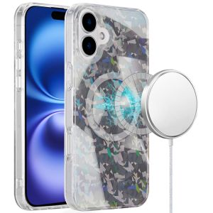 For iPhone 16 6.1 inch Magnetic Double Layer IMD Design Case - Smoke Holographic