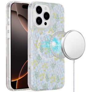 For iPhone 16 Pro Max 6.9 inch Magnetic Double Layer IMD Design Case - Floral C