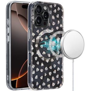 For iPhone 16 Pro Max 6.9 inch Magnetic Double Layer IMD Design Case - Smoke Diamond Holographic