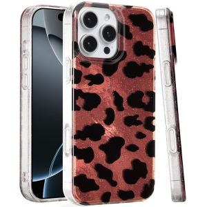 For iPhone 16 Pro Max 6.9 Glitter Double Layer Design IMD TPU Case - Beauty Leopard