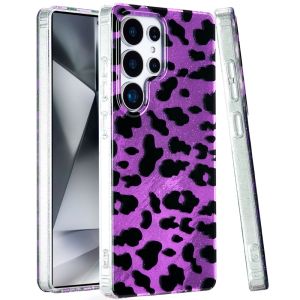 For Samsung Galaxy s24 Ultra Glitter Double Layer Design IMD TPU Case - Purple Leopard