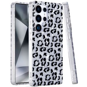 For Samsung Galaxy s24 Ultra Glitter Double Layer Design IMD TPU Case - Silver Leopard