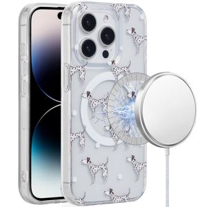 For iPhone 14 Pro Max [Magnetic Circle] Double Layer Design IMD TPU Case - Dogs