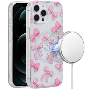 For iPhone 12 Pro Max 6.7 [Magnetic Circle] Double Layer Design IMD TPU Case - Bow Knot