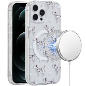 For iPhone 12 Pro Max 6.7 [Magnetic Circle] Double Layer Design IMD TPU Case - Dogs