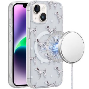 For iPhone 14/13 [Magnetic Circle] Double Layer Design IMD TPU Case - Dogs