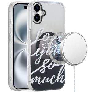 For iPhone 16 6.1 inch [Magnetic Circle] Double Layer Design IMD TPU Case - Love You So Much
