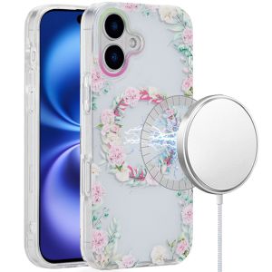 For iPhone 17 [Magnetic] Double Layer Design IMD Case - Galaxy Floral