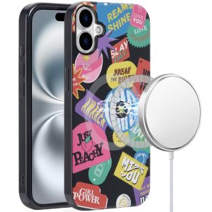 For iPhone 16 Plus 6.7 inch [Magnetic Circle] Double Layer Design IMD TPU Case - Fashion Rebel