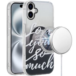 For iPhone 16 Plus 6.7 inch [Magnetic Circle] Double Layer Design IMD TPU Case - Love You So Much
