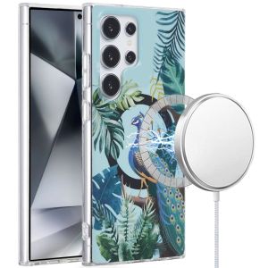 For Samsung Galaxy s24 Ultra [Magnetic Circle] Double Layer Design IMD TPU Case - Peacock
