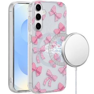For Samsung s25/s24 [Magnetic Circle] Double Layer Design IMD TPU Case - Bow Knot