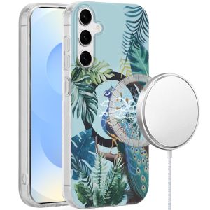For Samsung s25/s24 [Magnetic Circle] Double Layer Design IMD TPU Case - Peacock