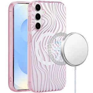 For Samsung s25/s24 [Magnetic Circle] Double Layer Design IMD TPU Case - Wave Pink Zebra Stripes