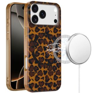 For iPhone 17 Pro [Magnetic] Double Layer Design IMD Case - Brown Leopard