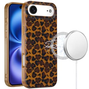 For iPhone 17 Air [Magnetic] Double Layer Design IMD Case - Brown Leopard