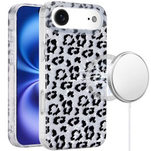 For iPhone 17 Air [Magnetic] Double Layer Design IMD Case - Silver Leopard