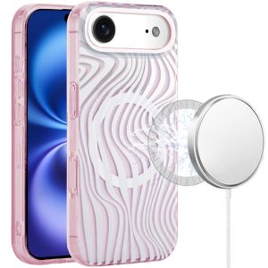 For iPhone 17 Air [Magnetic] Double Layer Design IMD Case -Wave Pink Zebra Stripes