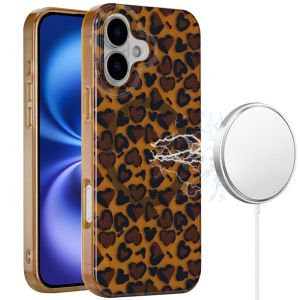 For iPhone 17 [Magnetic] Double Layer Design IMD Case - Brown Leopard