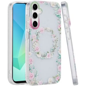 For Samsung A16 5G Double Layer Design IMD TPU Case - Green/Pink Floral