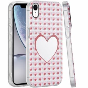 For iPhone XR Double Layer Design IMD TPU Case - Mirror With Hearts