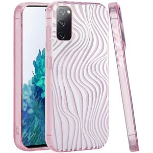 For Samsung Galaxy S20 FE 5G Double Layer Design IMD TPU Case - Wave Pink Zebra Stripes