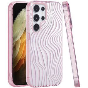 For Samsung S21 Ultra/S30 Ultra 7.1inch Double Layer Design IMD TPU Case - Wave Pink Zebra Stripes
