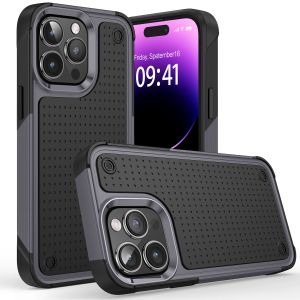 For iPhone SE3/SE2/i8/i7 DOT Thick Beautiful Hybrid Case Cover - Black/Gray