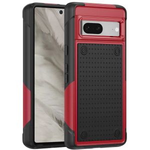 For Google Pixel 8 5G DOT Thick Beautiful Hybrid Case Cover - Black/Red